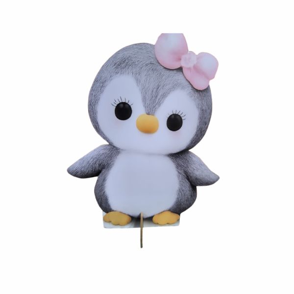 Pinguim com Laço Rosa - Totem de Chão 